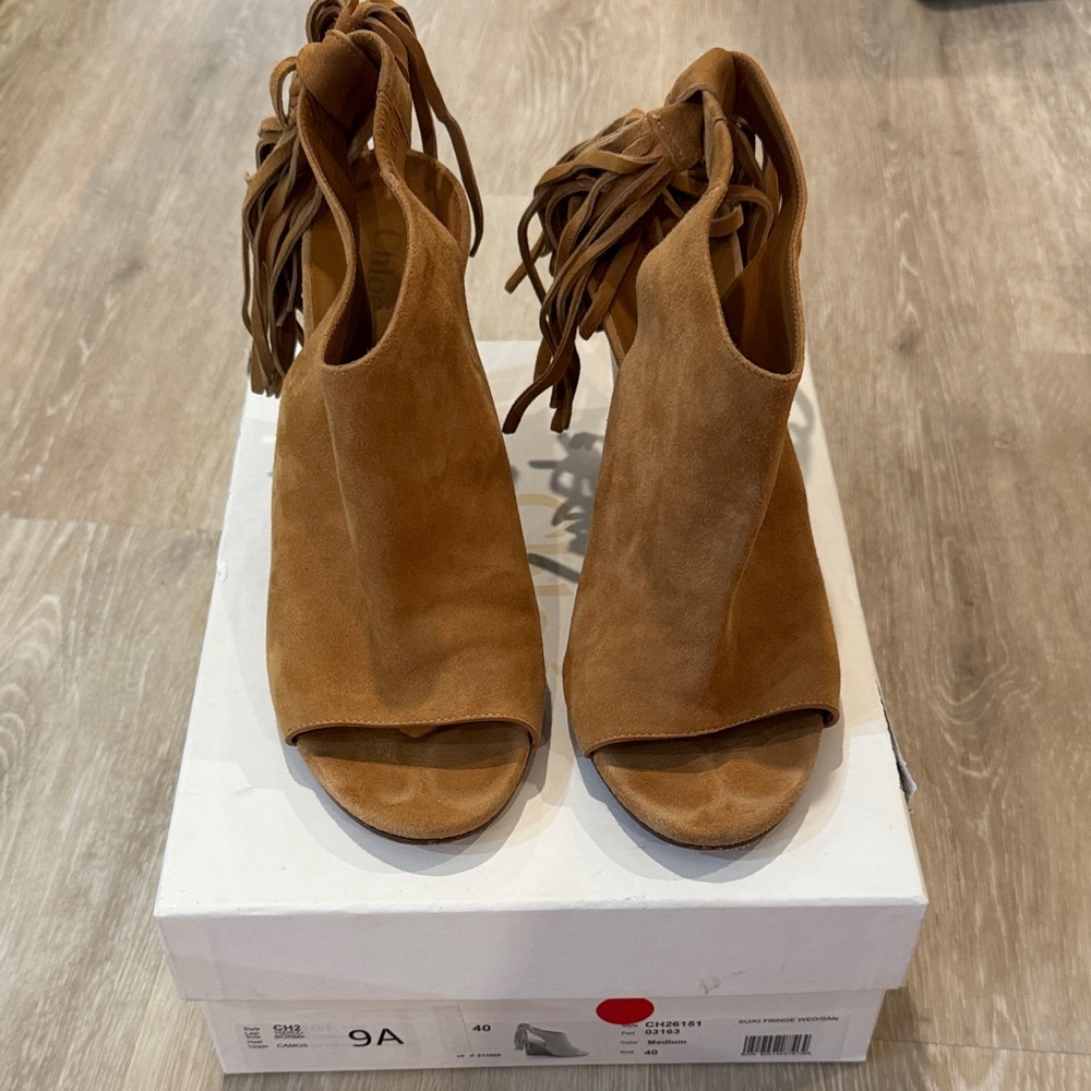 Chloe Tan Suede Heeled Sandals
